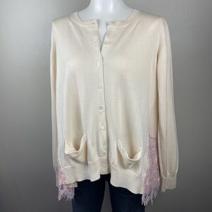 Sacai Women Oversize Flowy Beige Wool Lace Cardigan Fits Medium Artsy Bohemian
